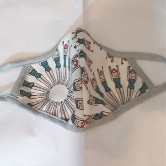 Cream & Green Printed Fabric Face Mask - Picture 1 of 7